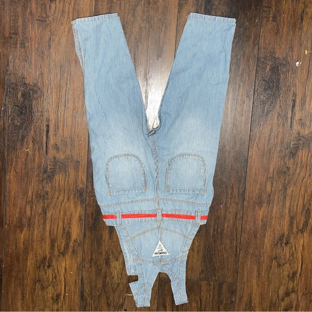 Vintage Oshkosh ‎ Striped Blue And White Overalls Size 24 M